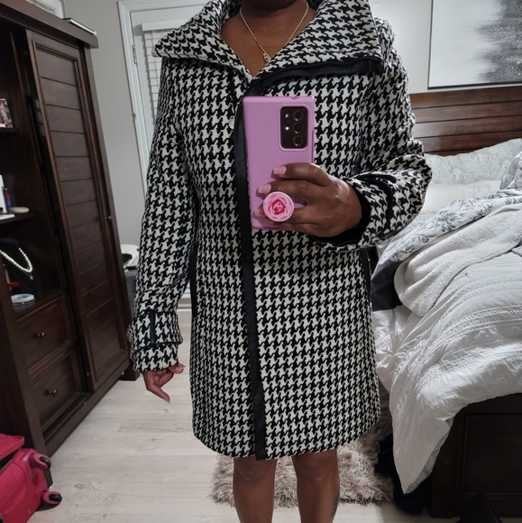 Calvin Klein Houndstooth wool blend coat - Picture 9 of 10